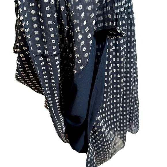 Anthro Current Air Short Sleeve Button Down Semi-Sheer Polka Dot MIDI Dress Sz L - Picture 10 of 14